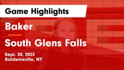 Baker  vs South Glens Falls  Game Highlights - Sept. 30, 2023