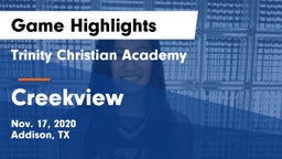 Trinity Christian Academy  vs Creekview  Game Highlights - Nov. 17, 2020