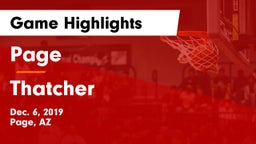 Page  vs Thatcher  Game Highlights - Dec. 6, 2019