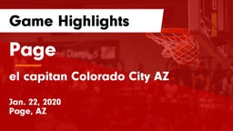 Page  vs el capitan  Colorado City AZ Game Highlights - Jan. 22, 2020