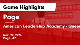 Page  vs American Leadership Academy - Queen Creek Game Highlights - Nov. 24, 2023