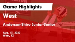West  vs Anderson-Shiro Junior-Senior  Game Highlights - Aug. 13, 2022