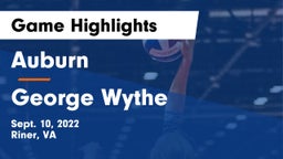 Auburn  vs George Wythe  Game Highlights - Sept. 10, 2022