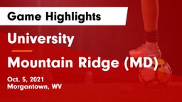 University  vs Mountain Ridge (MD) Game Highlights - Oct. 5, 2021