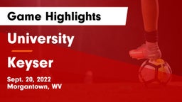 University  vs Keyser  Game Highlights - Sept. 20, 2022