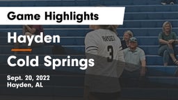 Hayden  vs Cold Springs  Game Highlights - Sept. 20, 2022