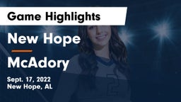 New Hope  vs McAdory  Game Highlights - Sept. 17, 2022
