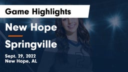 New Hope  vs Springville  Game Highlights - Sept. 29, 2022