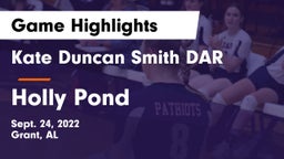 Kate Duncan Smith DAR  vs Holly Pond  Game Highlights - Sept. 24, 2022