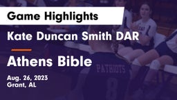 Kate Duncan Smith DAR  vs Athens Bible  Game Highlights - Aug. 26, 2023