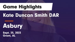 Kate Duncan Smith DAR  vs Asbury  Game Highlights - Sept. 25, 2023