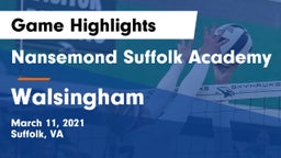 Nansemond Suffolk Academy vs Walsingham  Game Highlights - March 11, 2021