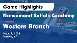 Nansemond Suffolk Academy vs Western Branch   Game Highlights - Sept. 9, 2022