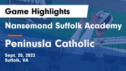Nansemond Suffolk Academy vs Peninusla Catholic  Game Highlights - Sept. 20, 2022