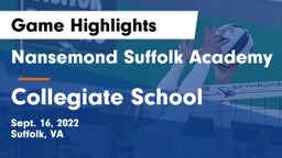 Nansemond Suffolk Academy vs Collegiate School Game Highlights - Sept. 16, 2022