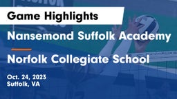 Nansemond Suffolk Academy vs Norfolk Collegiate School Game Highlights - Oct. 24, 2023