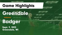 Greendale  vs Badger  Game Highlights - Sept. 9, 2023