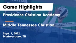 Providence Christian Academy  vs Middle Tennessee Christian Game Highlights - Sept. 1, 2022