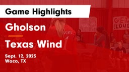 Gholson  vs Texas Wind  Game Highlights - Sept. 12, 2023