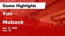 Van  vs Mabank  Game Highlights - Jan. 31, 2020