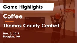 Coffee  vs Thomas County Central  Game Highlights - Nov. 7, 2019