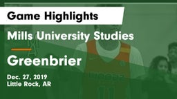 Mills University Studies  vs Greenbrier  Game Highlights - Dec. 27, 2019