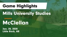 Mills University Studies  vs McClellan  Game Highlights - Jan. 28, 2020