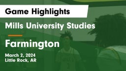 Mills University Studies  vs Farmington  Game Highlights - March 2, 2024