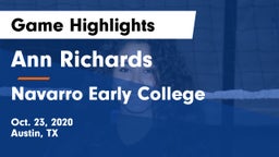 Ann Richards  vs Navarro Early College  Game Highlights - Oct. 23, 2020