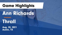 Ann Richards  vs Thrall  Game Highlights - Aug. 20, 2021