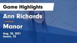 Ann Richards  vs Manor  Game Highlights - Aug. 28, 2021