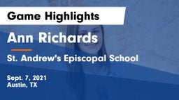 Ann Richards  vs St. Andrew's Episcopal School Game Highlights - Sept. 7, 2021