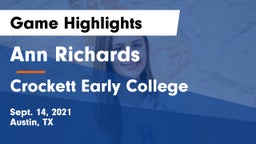 Ann Richards  vs Crockett Early College  Game Highlights - Sept. 14, 2021