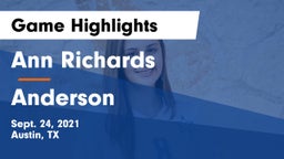 Ann Richards  vs Anderson  Game Highlights - Sept. 24, 2021