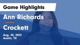 Ann Richards  vs Crockett  Game Highlights - Aug. 20, 2022