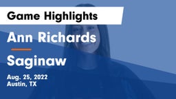 Ann Richards  vs Saginaw  Game Highlights - Aug. 25, 2022
