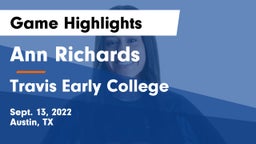 Ann Richards  vs Travis Early College  Game Highlights - Sept. 13, 2022
