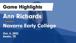 Ann Richards  vs Navarro Early College  Game Highlights - Oct. 4, 2022