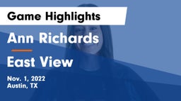 Ann Richards  vs East View  Game Highlights - Nov. 1, 2022