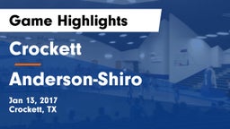 Crockett  vs Anderson-Shiro  Game Highlights - Jan 13, 2017
