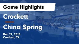 Crockett  vs China Spring  Game Highlights - Dec 29, 2016