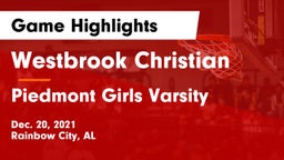 Westbrook Christian  vs Piedmont Girls Varsity Game Highlights - Dec. 20, 2021