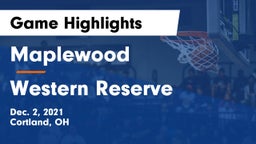 Maplewood  vs Western Reserve  Game Highlights - Dec. 2, 2021