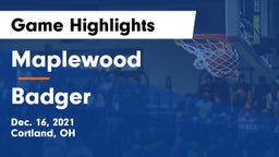 Maplewood  vs Badger  Game Highlights - Dec. 16, 2021