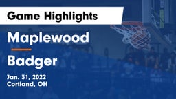 Maplewood  vs Badger  Game Highlights - Jan. 31, 2022