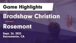 Bradshaw Christian  vs Rosemont  Game Highlights - Sept. 26, 2022