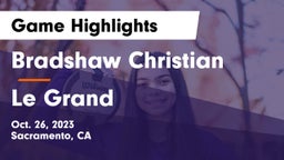 Bradshaw Christian  vs Le Grand  Game Highlights - Oct. 26, 2023