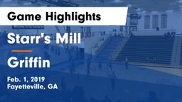 Starr's Mill  vs Griffin  Game Highlights - Feb. 1, 2019