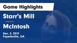 Starr's Mill  vs McIntosh  Game Highlights - Dec. 3, 2019
