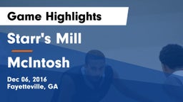Starr's Mill  vs McIntosh  Game Highlights - Dec 06, 2016